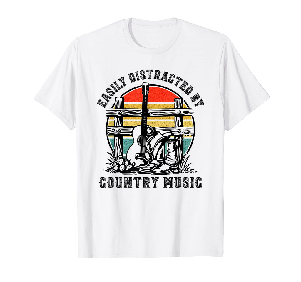Easily Distracted Country Music Sunset T-Shirt - Graphic Print Unisex - T-Shirt, Sweatshirt, Hoodie