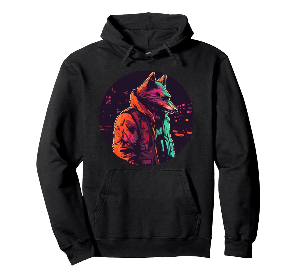 Urban City Wolf Night Wearing Jacket Hoodie - Minimalist Print for Adults - T-Shirt, Sweatshirt, Hoodie