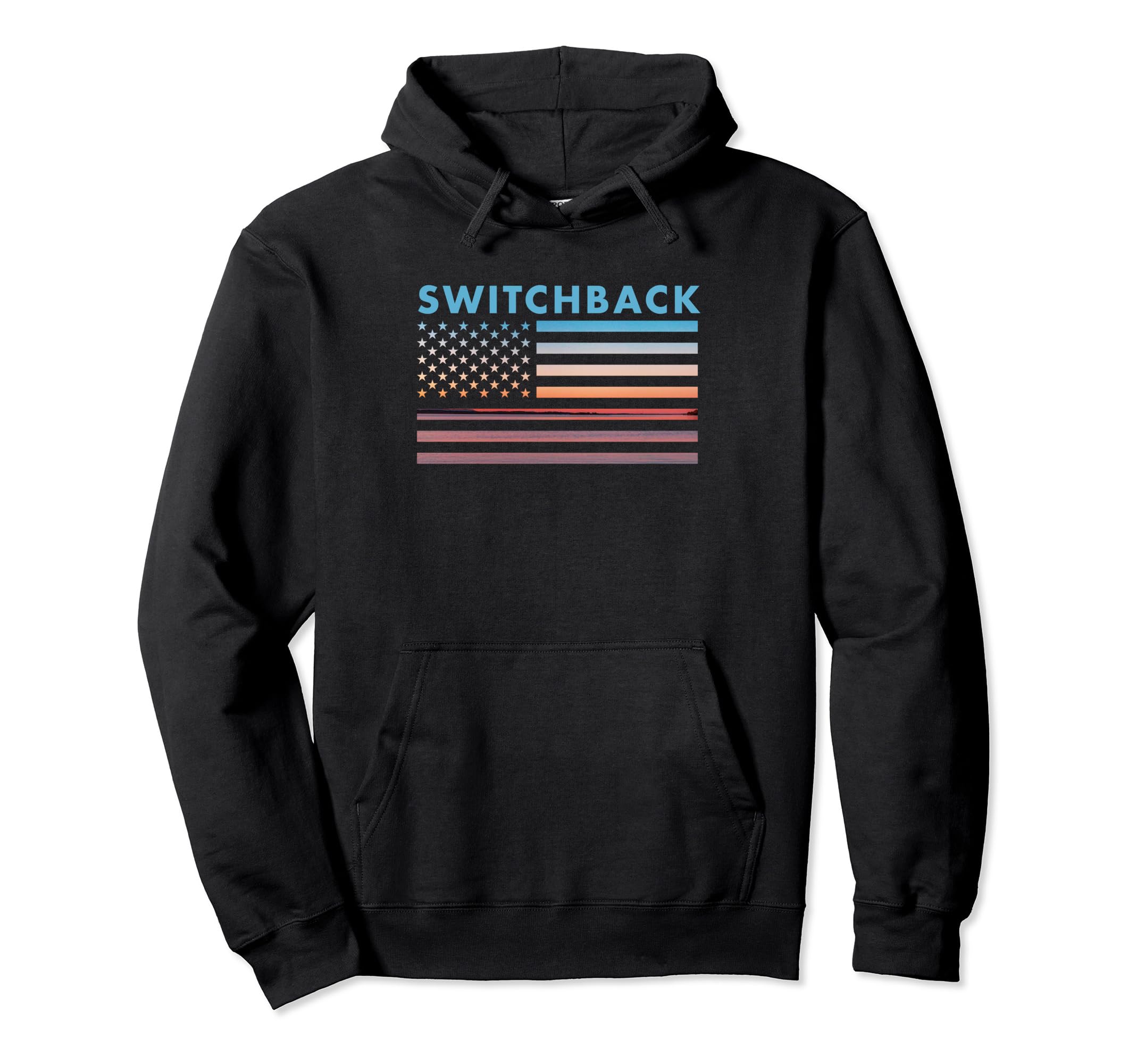 Sunset American Flag Switchback West Hoodie - Trendy Graphic Men Women - T-Shirt, Sweatshirt, Hoodie