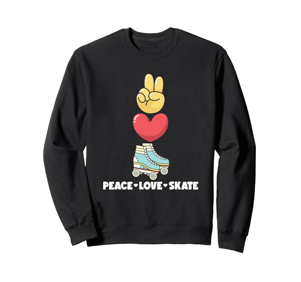 Roller Skating Teen Peace Love Sweatshirt - Minimalist Print for Adults - T-Shirt, Sweatshirt, Hoodie