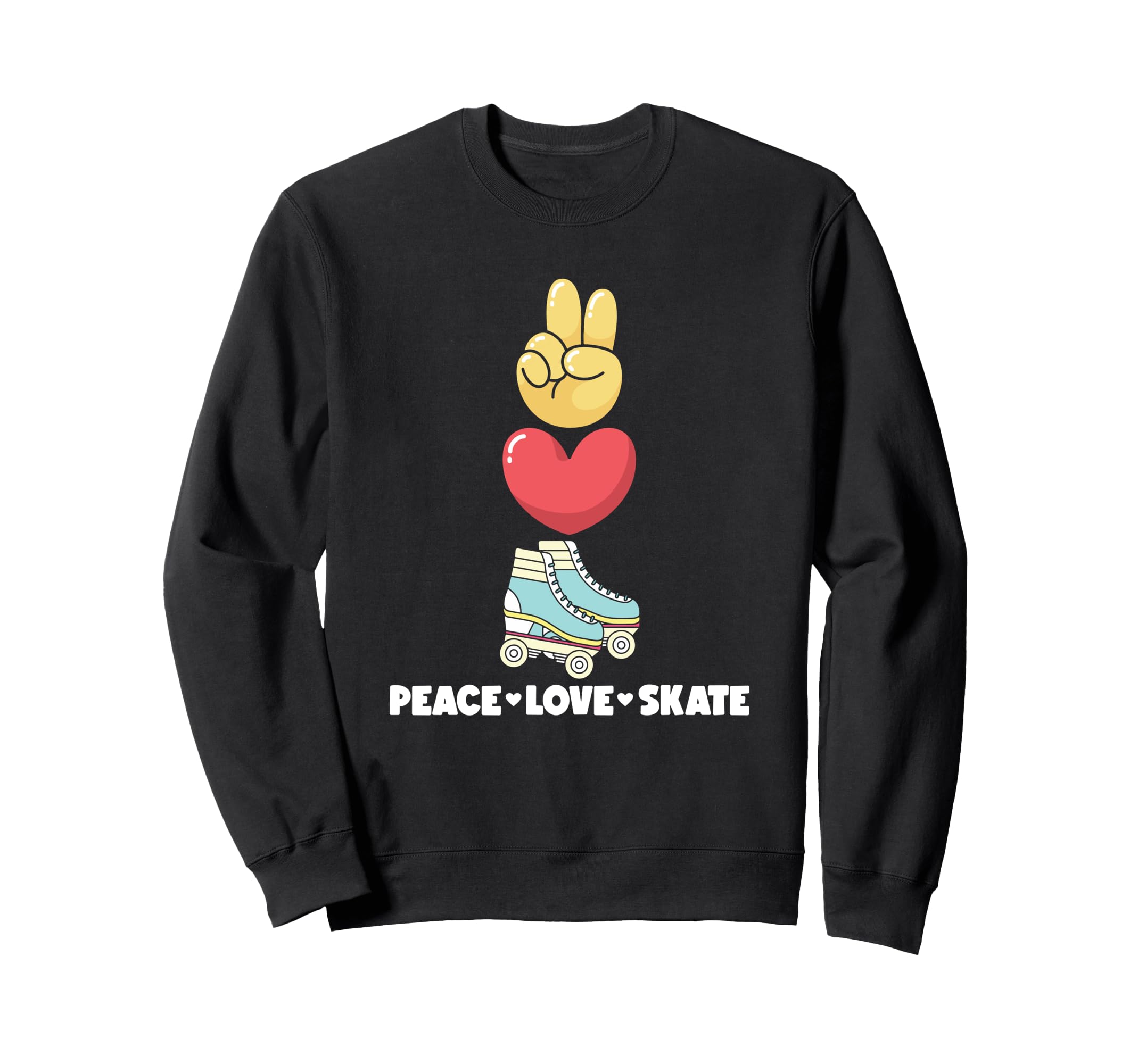 Roller Skating Teen Peace Love Sweatshirt - Minimalist Print for Adults - T-Shirt, Sweatshirt, Hoodie
