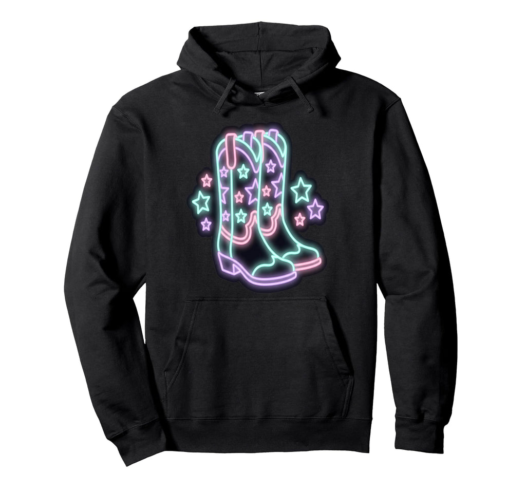 Cowboy Boots Stars Western Hoodie - Fun Novelty Design for Adults - T-Shirt, Sweatshirt, Hoodie