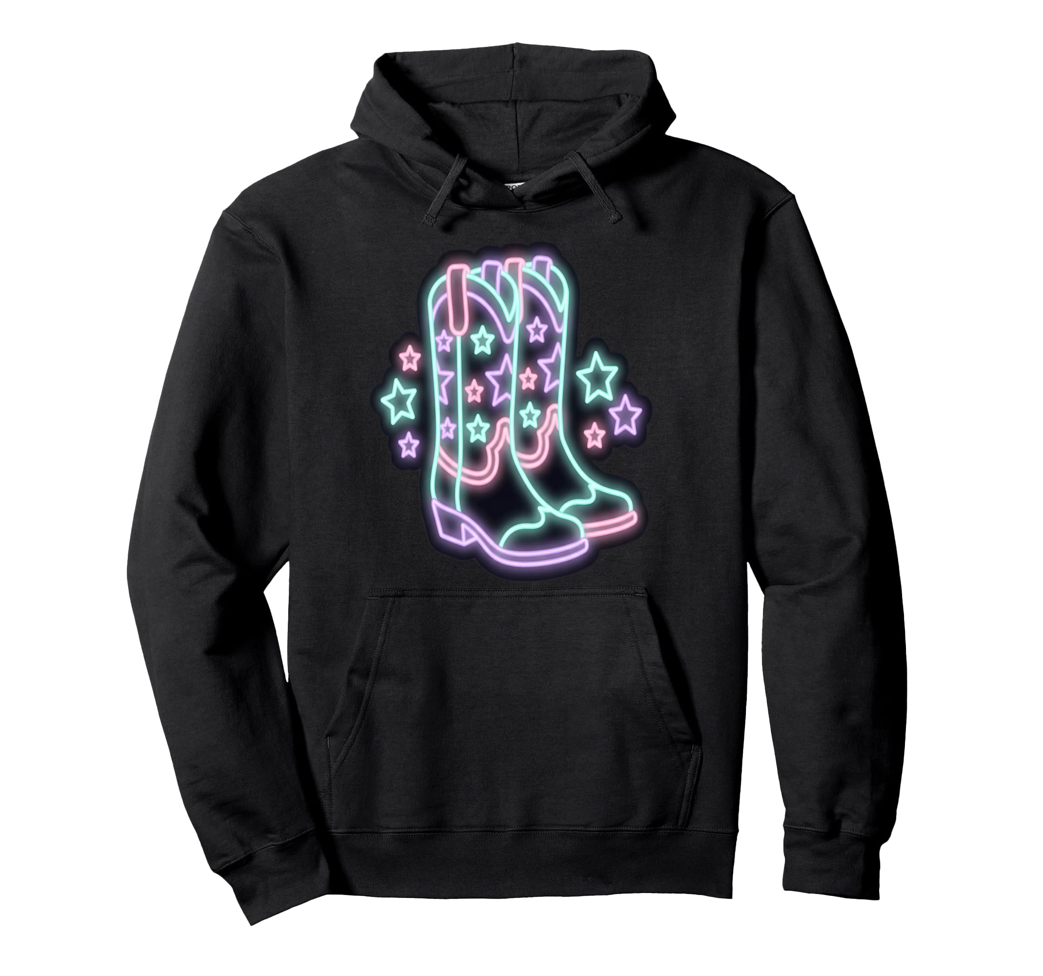 Cowboy Boots Stars Western Hoodie - Fun Novelty Design for Adults - T-Shirt, Sweatshirt, Hoodie