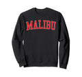 Malibu Ca Distressed Red Varsity Sweatshirt - Custom Art Print for Adults - T-Shirt, Sweatshirt, Hoodie
