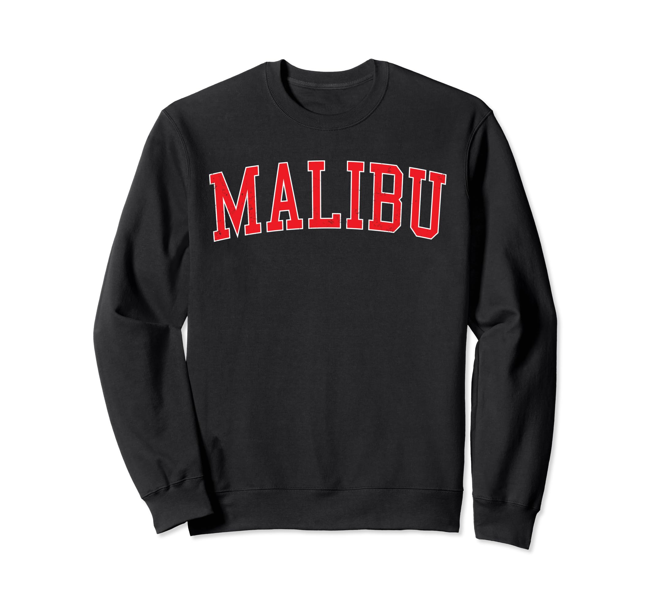 Malibu Ca Distressed Red Varsity Sweatshirt - Custom Art Print for Adults - T-Shirt, Sweatshirt, Hoodie
