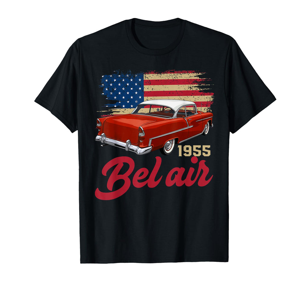 1955 55 Bel Air American Flag 90S T-Shirt - Novelty Apparel for Adults - T-Shirt, Sweatshirt, Hoodie