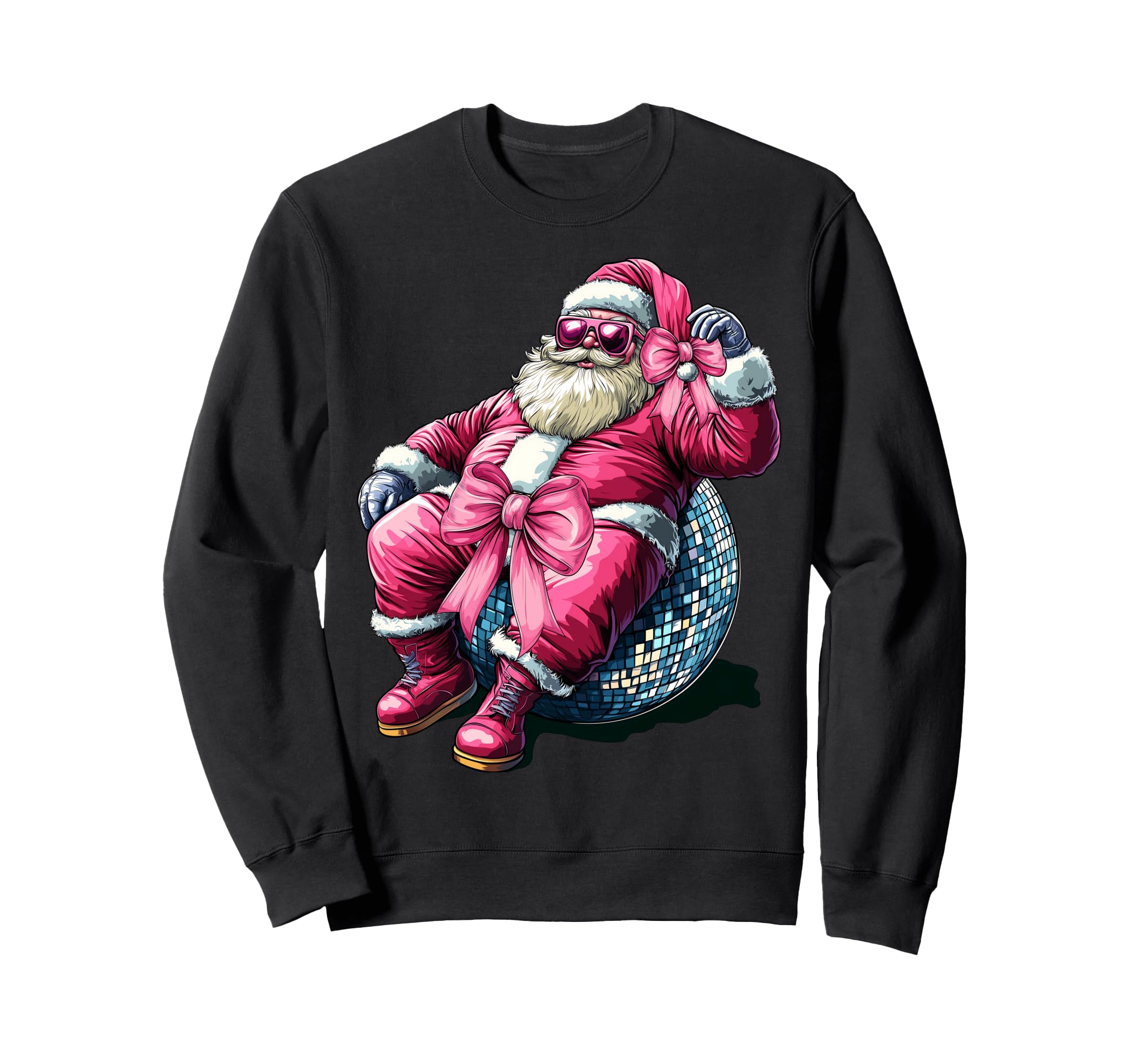 Coquette Bow Santa Santa Claus Disco Sweatshirt - Minimalist Print Unisex - T-Shirt, Sweatshirt, Hoodie