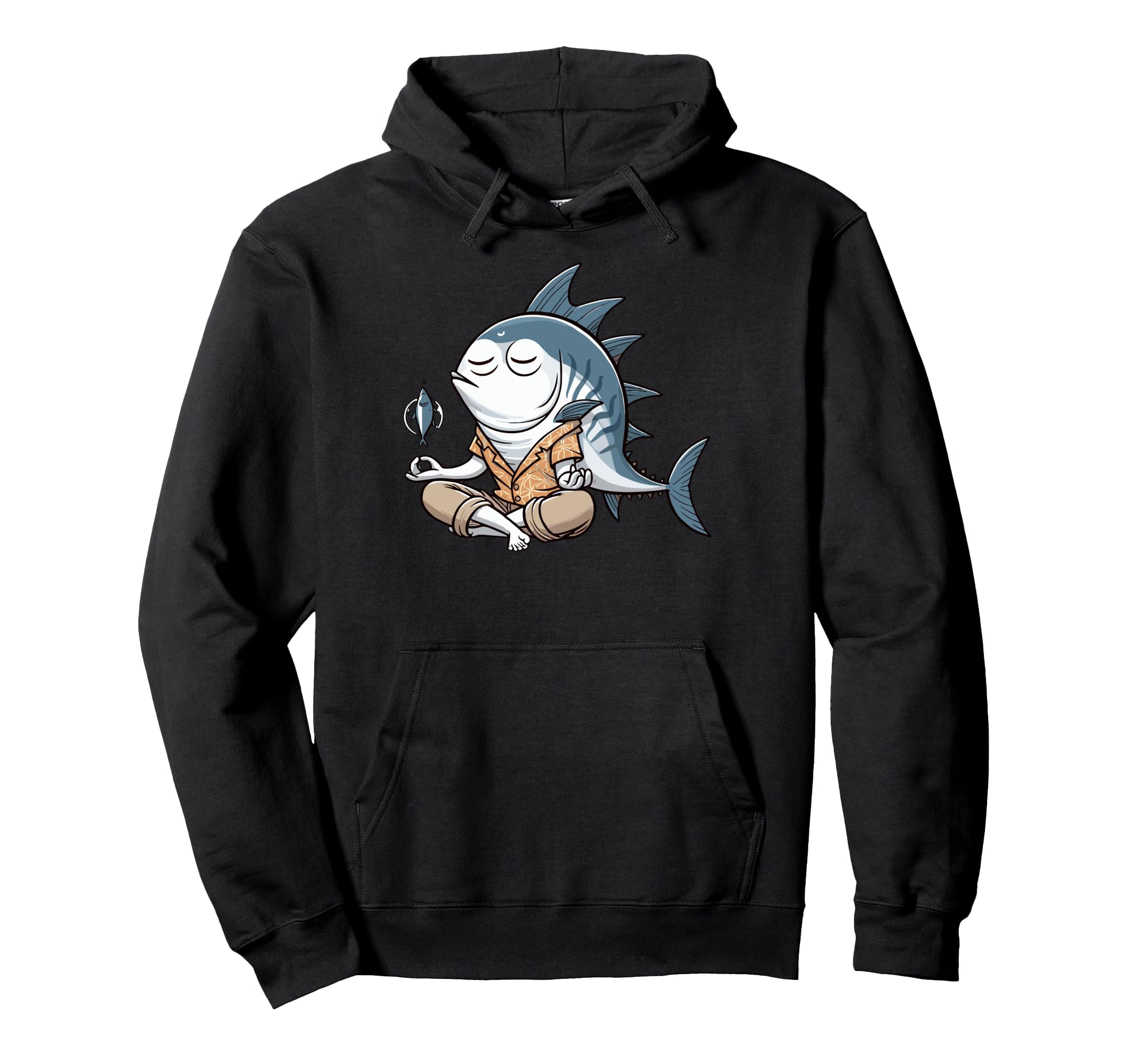 Meditation Tuna Yoga Pose Relaxing Hoodie - Fun Novelty Design for Adults - T-Shirt, Sweatshirt, Hoodie
