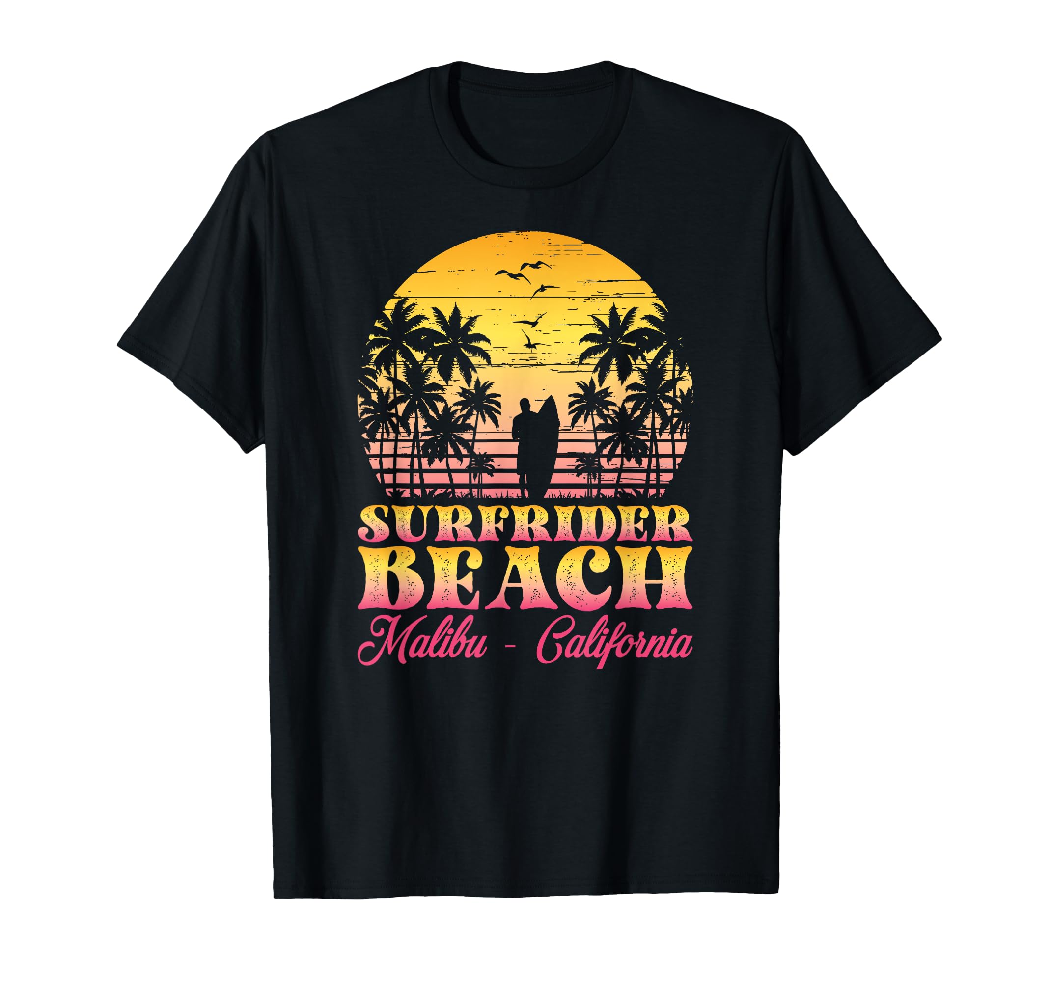 Waves Sunsets Surfrider Beach Malibu T-Shirt - Custom Art Print Unisex - T-Shirt, Sweatshirt, Hoodie