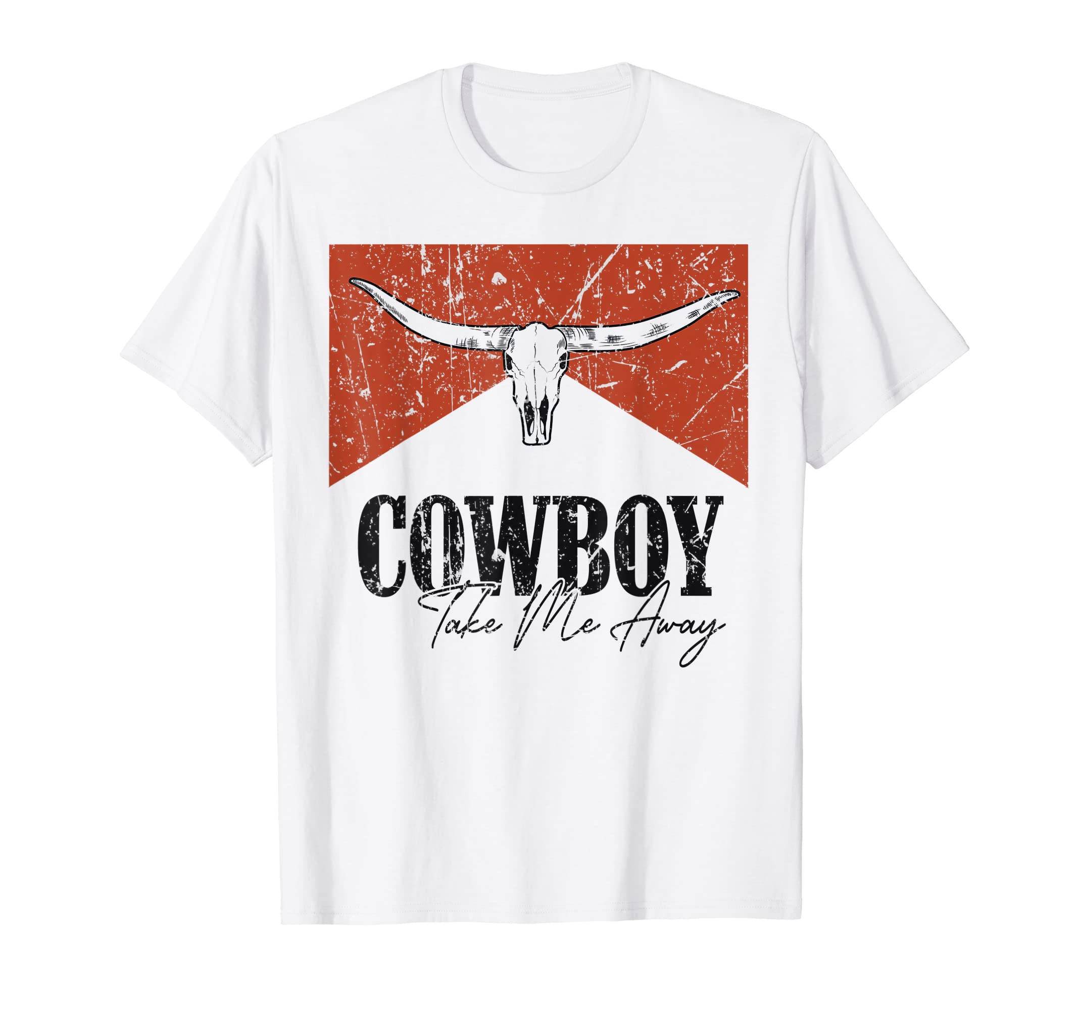 Bull Skull Cowboy Take Me Away T-Shirt - Custom Art Print for Adults - T-Shirt, Sweatshirt, Hoodie