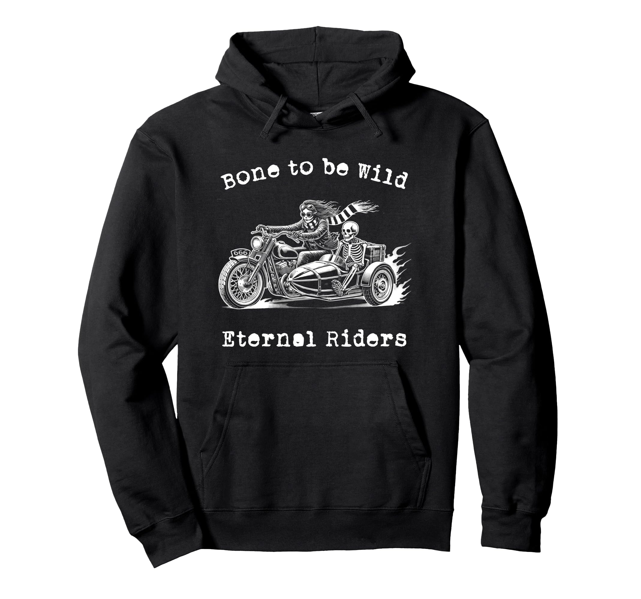 Skeleton Sugar Skull Riding Hoodie - Casual Everyday Wear Unisex - T-Shirt, Sweatshirt, Hoodie