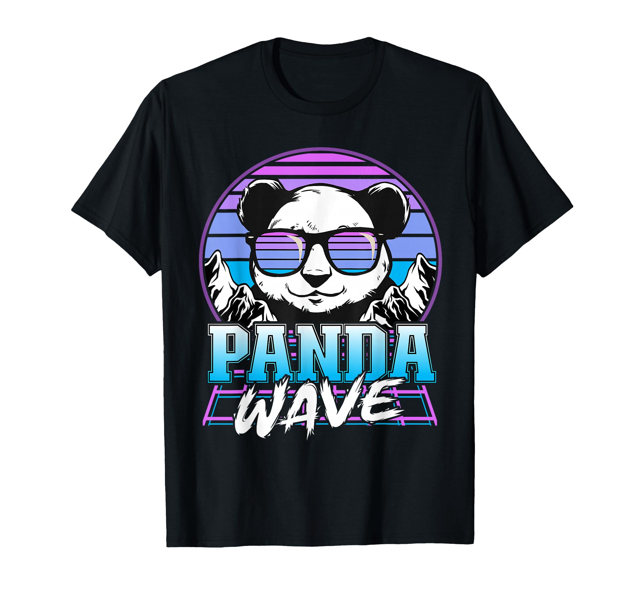 Panda Wave Synthwave Retrowave Sunset T-Shirt - Minimalist Print Men Women - T-Shirt, Sweatshirt, Hoodie