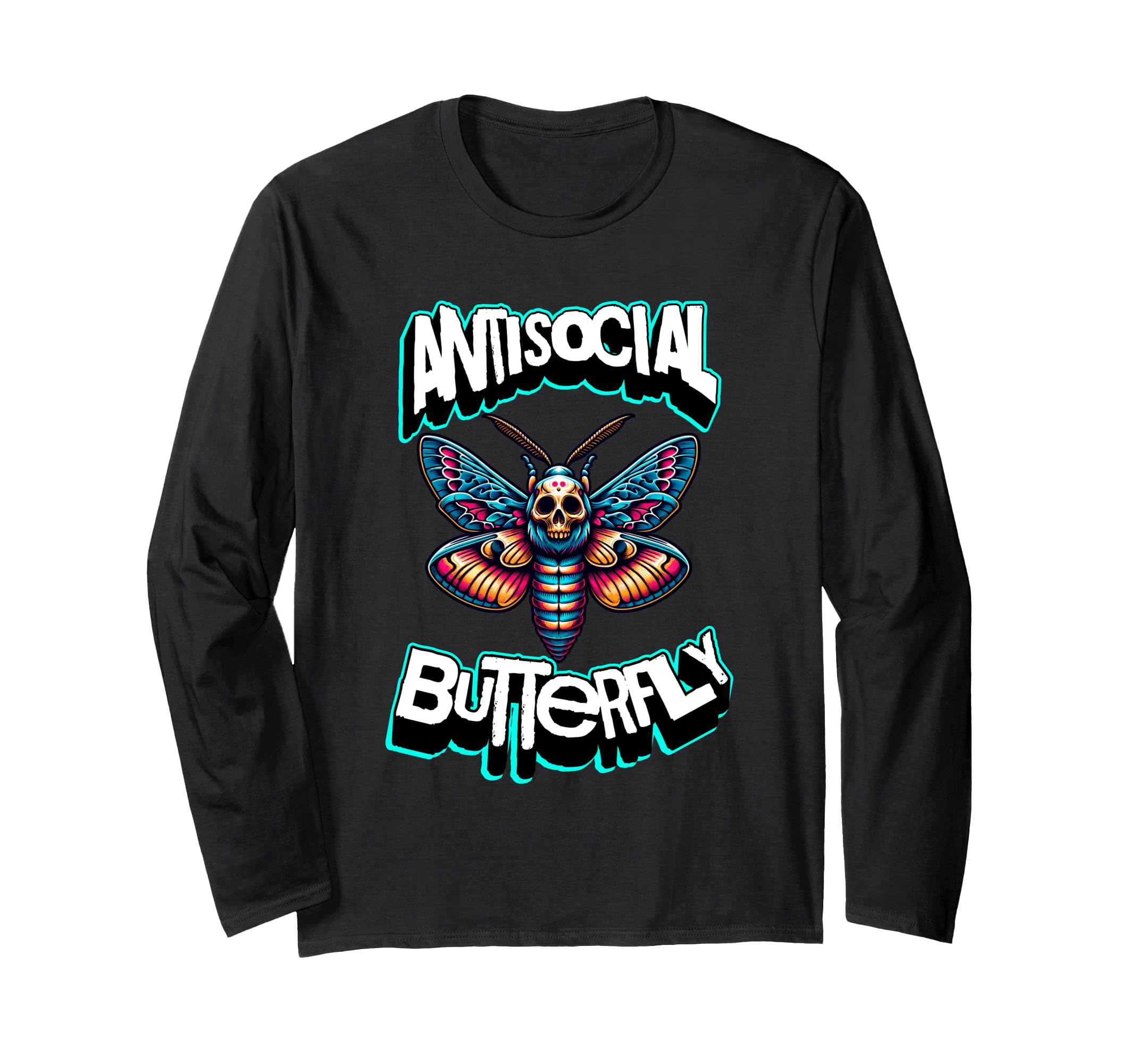 Antisocial Butterfly Funny Death Head T-Shirt - Graphic Print for Adults - T-Shirt, Sweatshirt, Hoodie