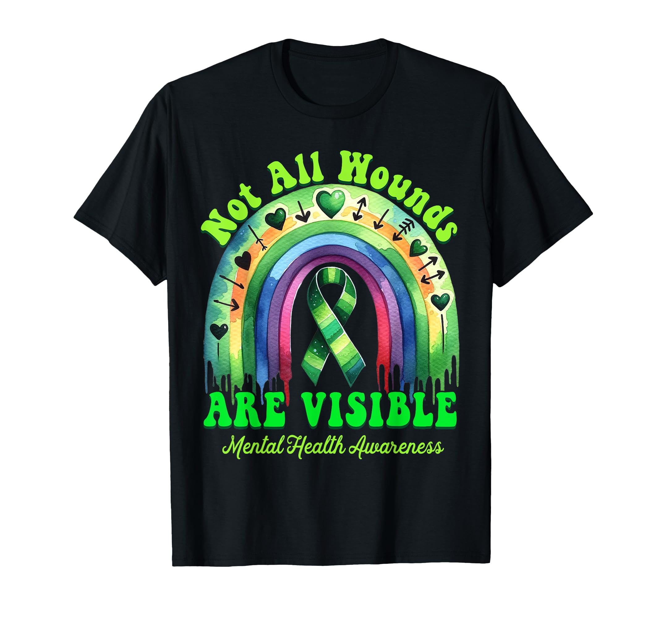Not All Wounds Visible Mental Health T-Shirt - Graphic Print Unisex - T-Shirt, Sweatshirt, Hoodie