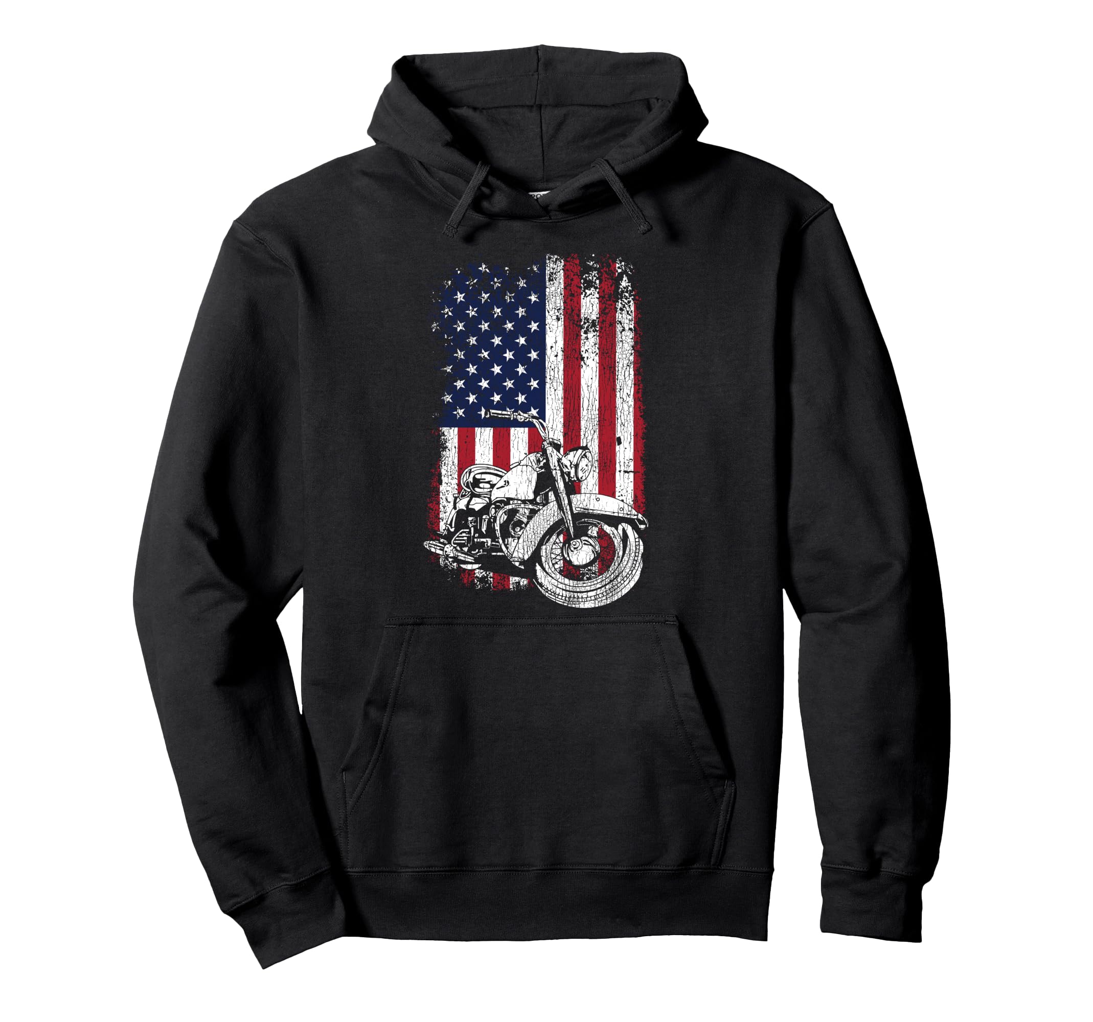 Motorcycle Biker American Flag Hoodie - Novelty Apparel Unisex - T-Shirt, Sweatshirt, Hoodie
