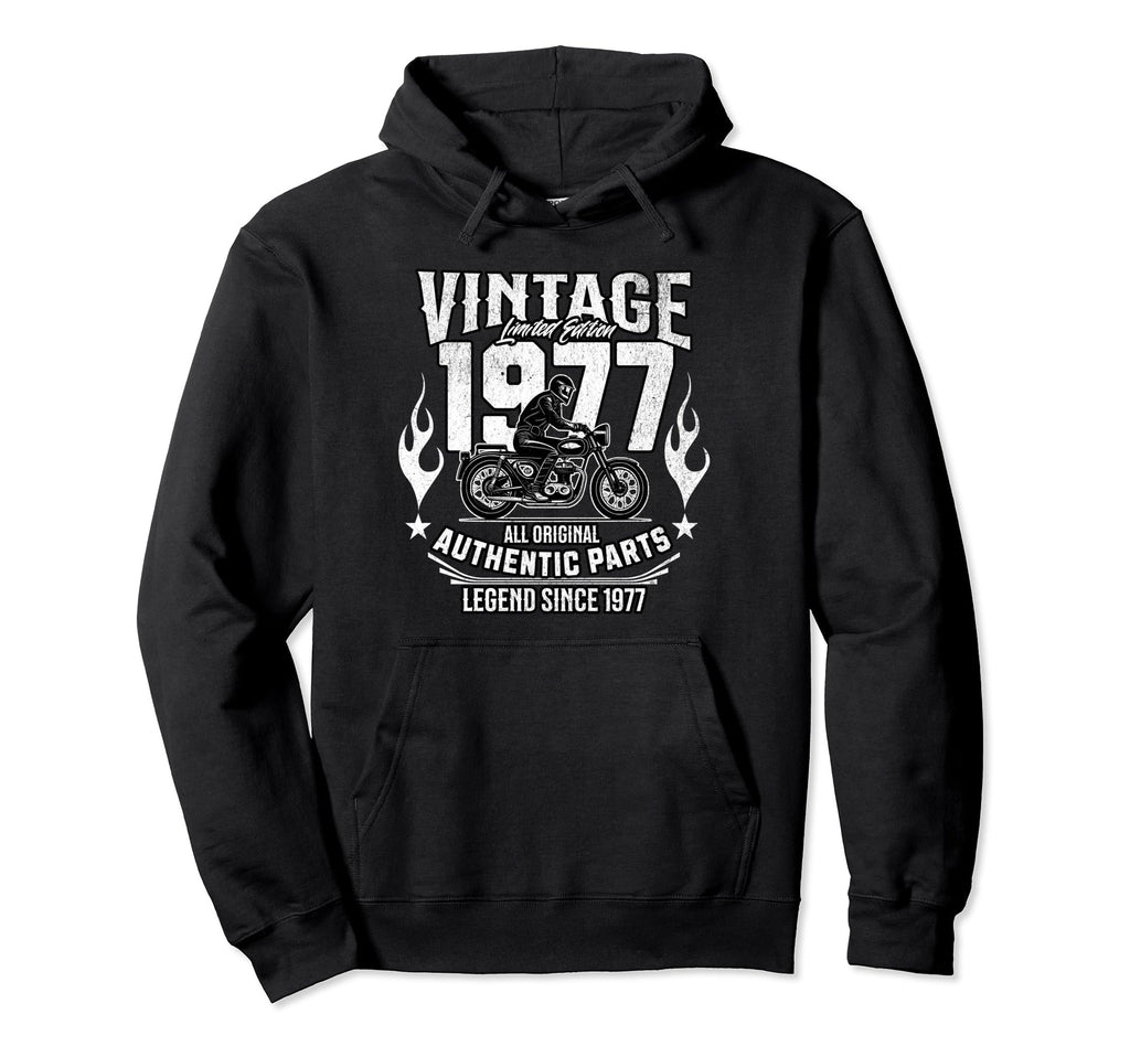 1977 Birthday Meme 1977 Motorcycle Fan Hoodie - Trendy Graphic for Adults - T-Shirt, Sweatshirt, Hoodie