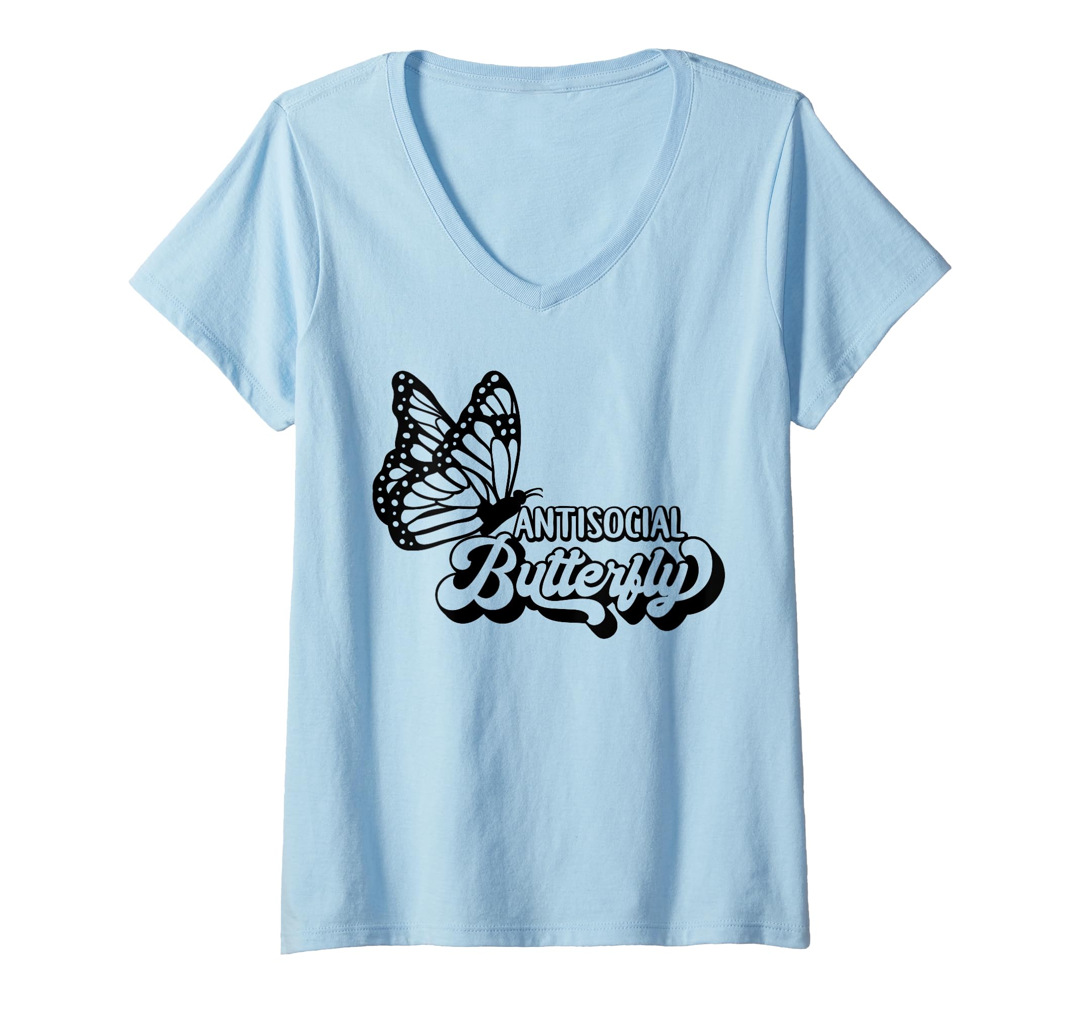 Womens Antisocial Butterfly V Neck T-Shirt - Streetwear Style Unisex - T-Shirt, Sweatshirt, Hoodie