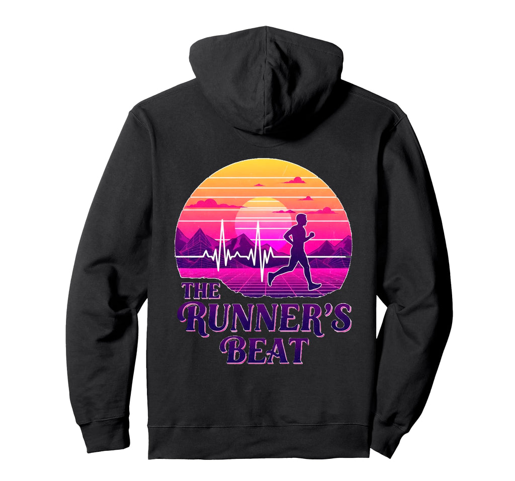 80S Synthwave Aesthetic Heartbeat Runners Hoodie - Unique Graphic Unisex - T-Shirt, Sweatshirt, Hoodie
