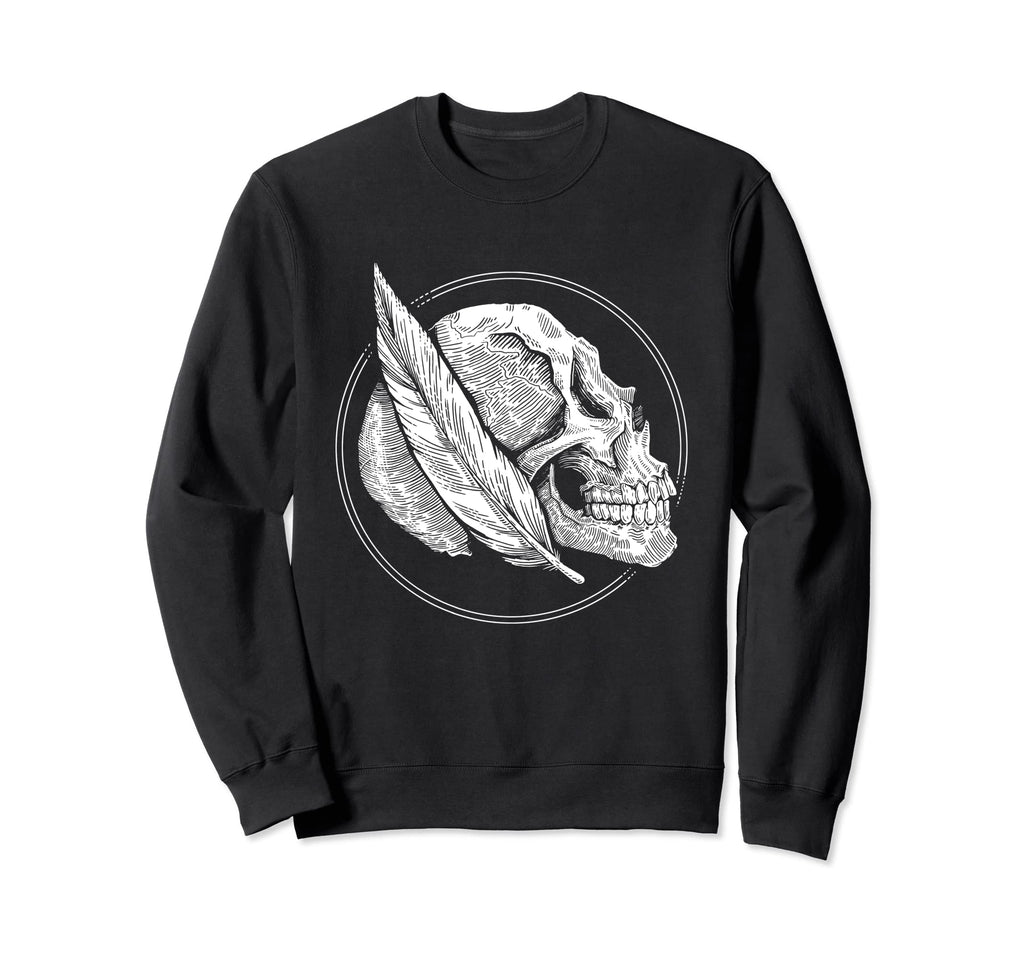 Skull Feather Gothic Sweatshirt - Casual Everyday Wear for Adults - T-Shirt, Sweatshirt, Hoodie