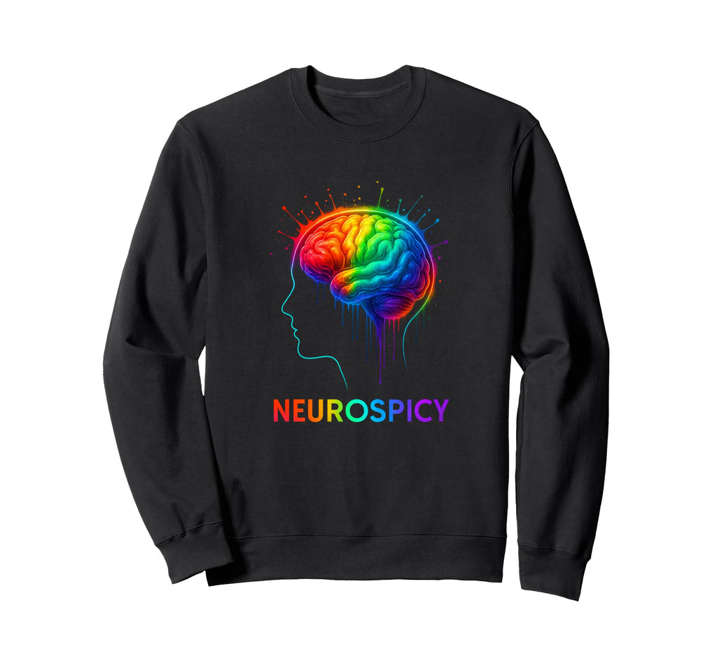 Neurospicy Rainbow Brain Introvert Sweatshirt - Unique Graphic Unisex - T-Shirt, Sweatshirt, Hoodie