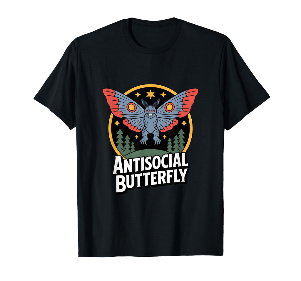 Moth Mann Cryptid Mothman Anti Social T-Shirt - Novelty Apparel Unisex - T-Shirt, Sweatshirt, Hoodie
