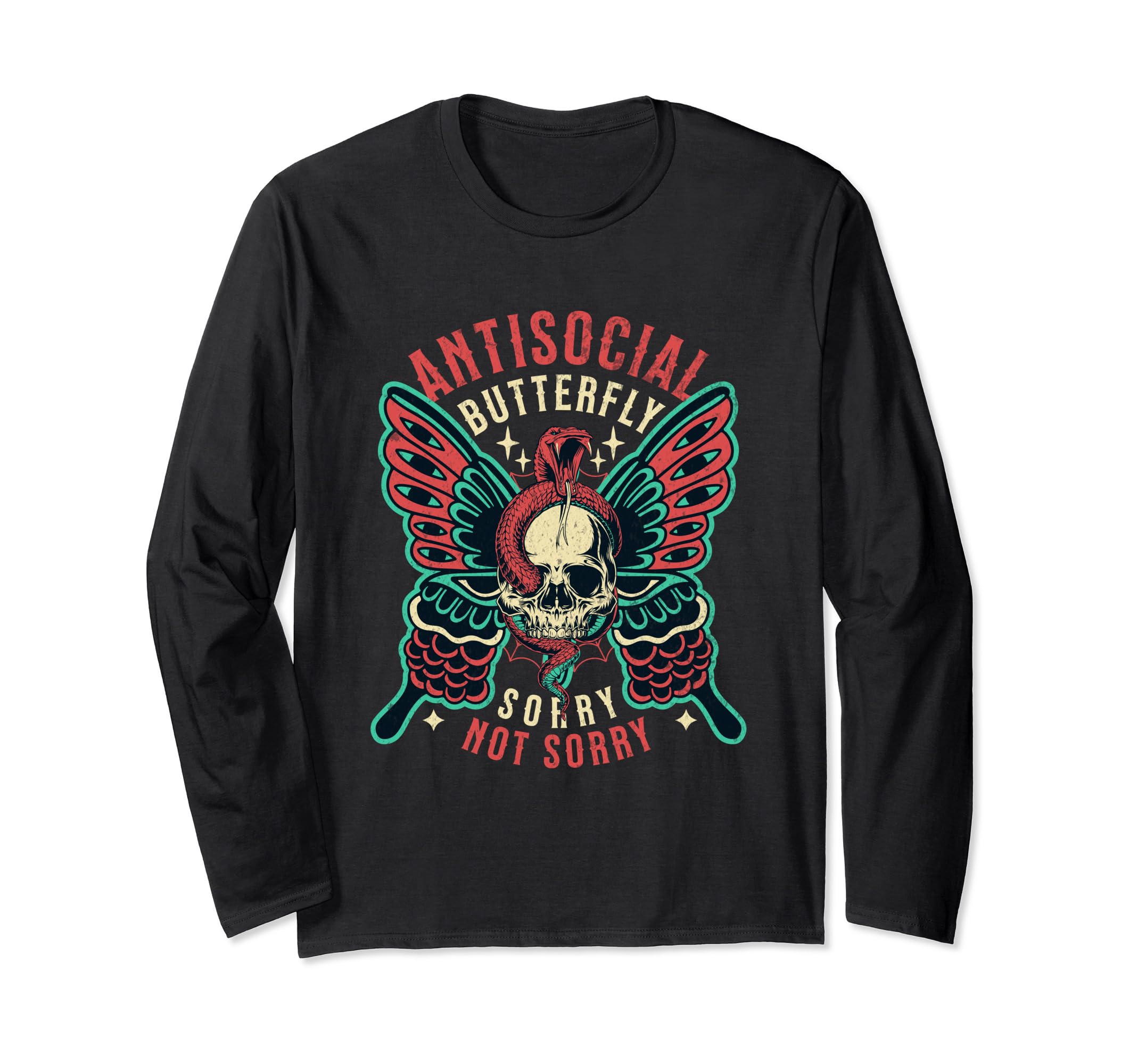 Antisocial Butterfly Tattoo Snake And T-Shirt - Trendy Graphic for Adults - T-Shirt, Sweatshirt, Hoodie