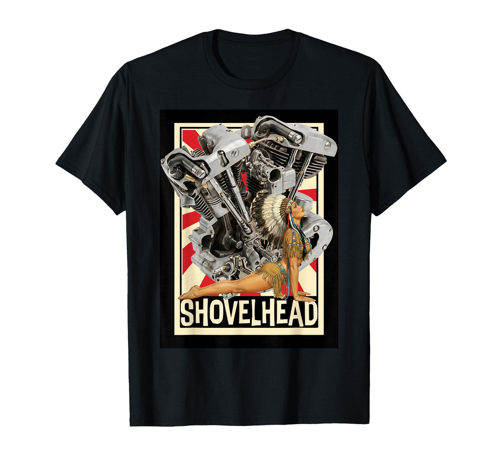 Shovelhead Engine Pinup Motorcycle T-Shirt - Novelty Apparel for Adults - T-Shirt, Sweatshirt, Hoodie