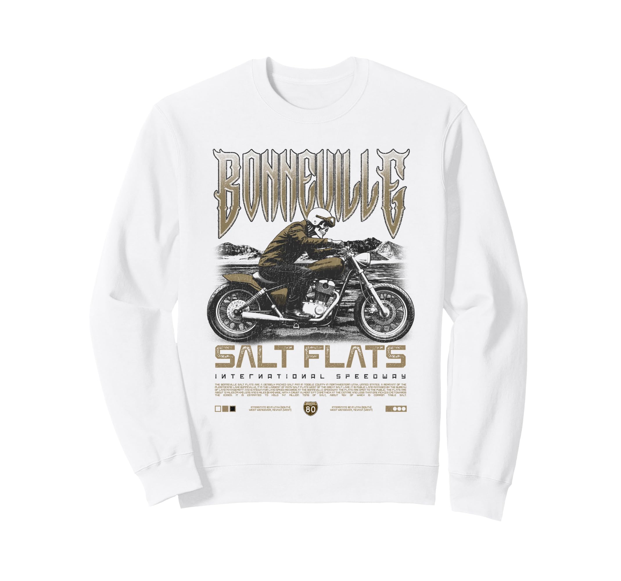 Bonneville Salt Flats Motorcycle Sweatshirt - Streetwear Style for Adults - T-Shirt, Sweatshirt, Hoodie