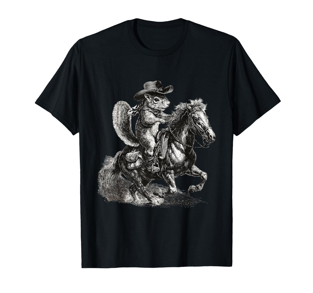 Country Cowboy Squirrel Rodeo Cowgirl T-Shirt - Graphic Print Unisex - T-Shirt, Sweatshirt, Hoodie
