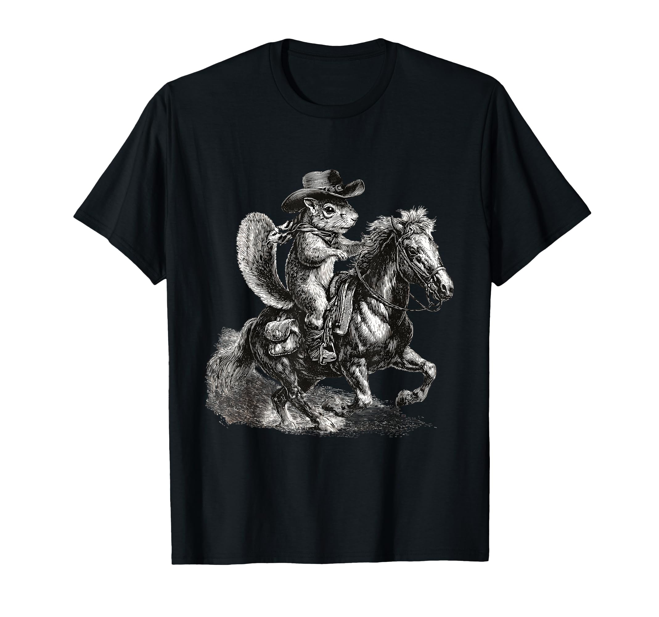 Country Cowboy Squirrel Rodeo Cowgirl T-Shirt - Graphic Print Unisex - T-Shirt, Sweatshirt, Hoodie