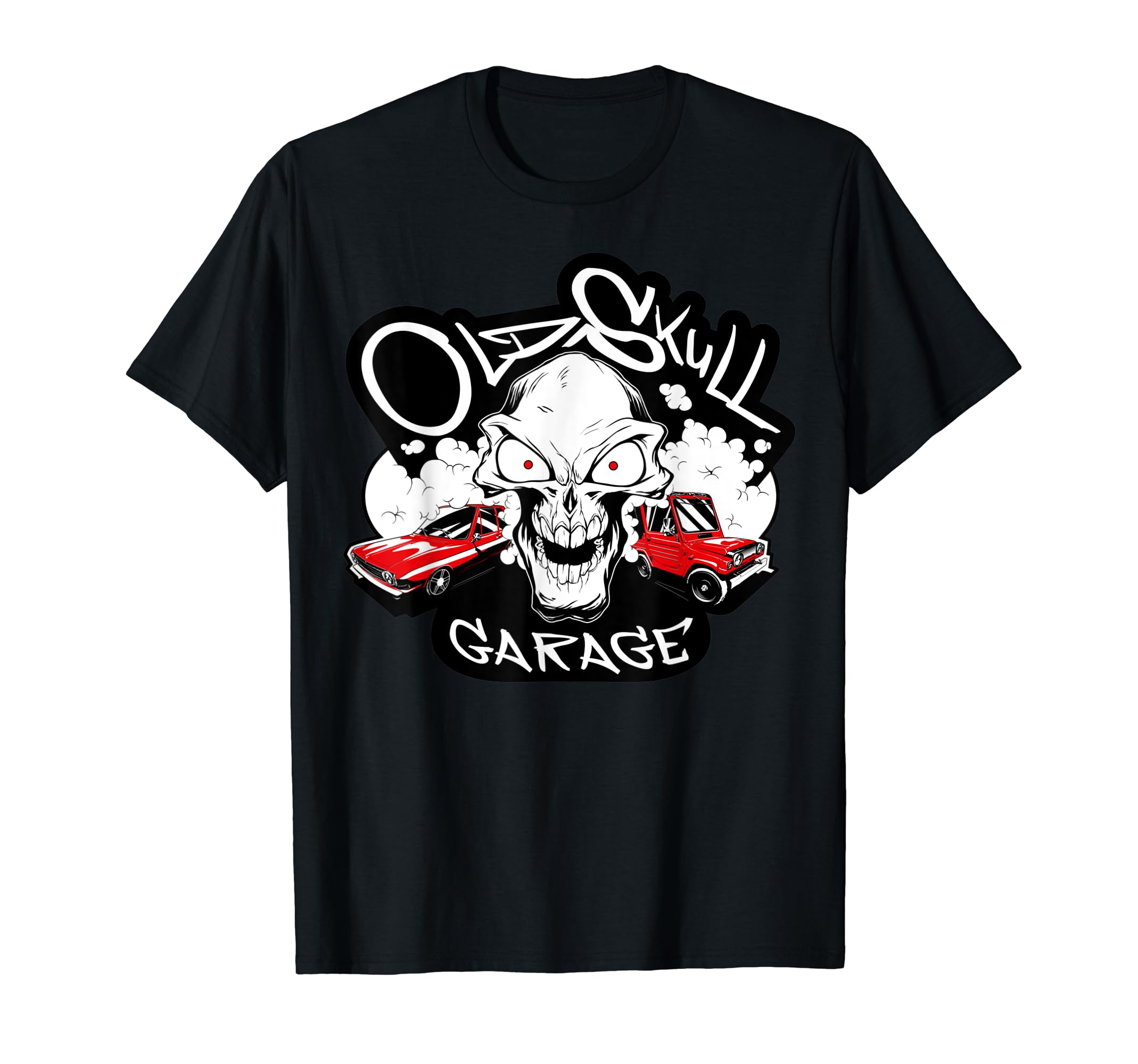 Old Skull Garage Car Show T-Shirt - Aesthetic Graphic Unisex - T-Shirt, Sweatshirt, Hoodie