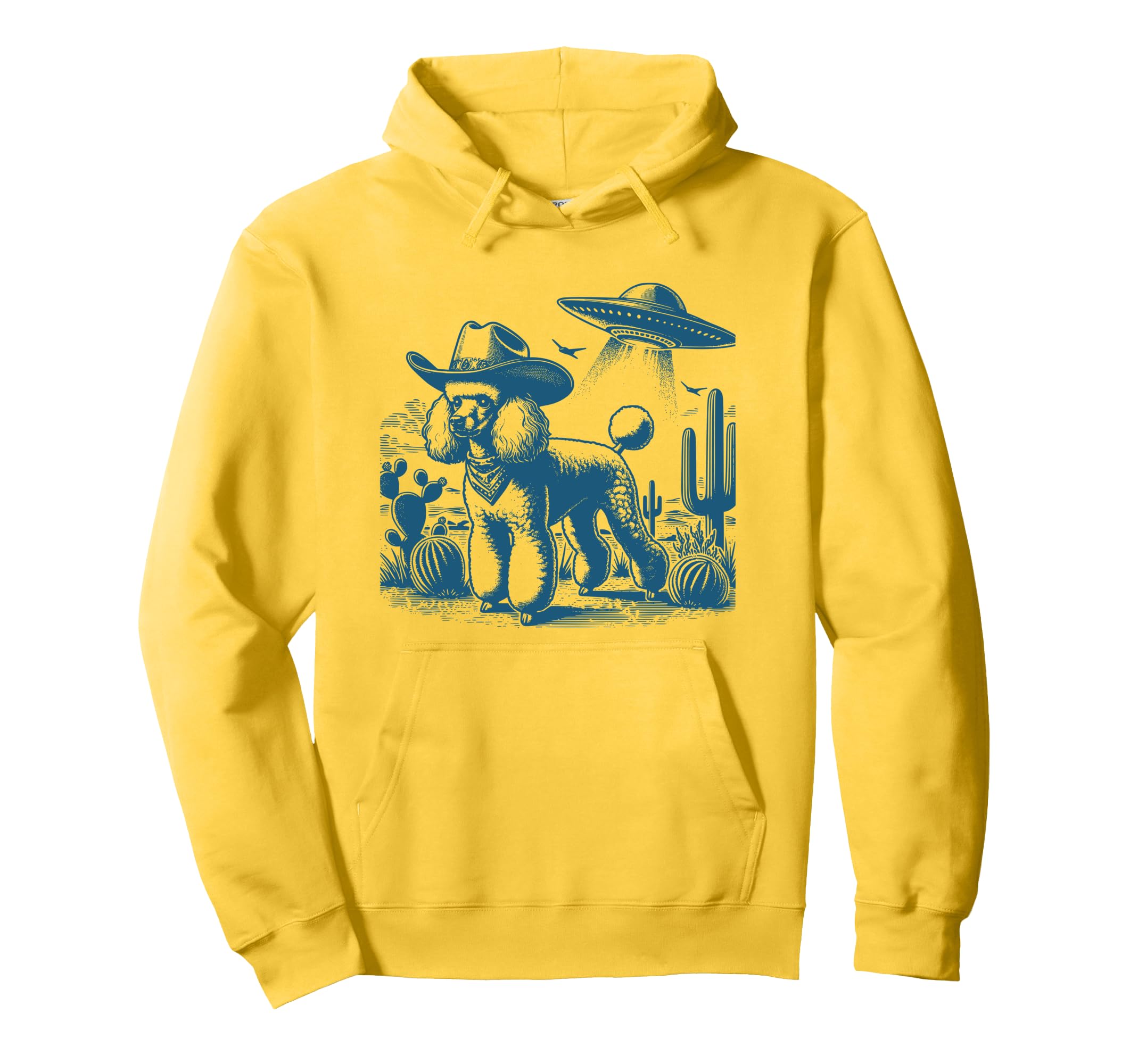 Poodle Ufo Western Poodle Wild West Cowboy Hoodie - Novelty Apparel Unisex - T-Shirt, Sweatshirt, Hoodie