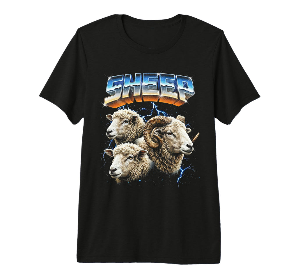 Sheep 80S Funny Farmer Sheep 90S Tri T-Shirt - Custom Art Print for Adults - T-Shirt, Sweatshirt, Hoodie