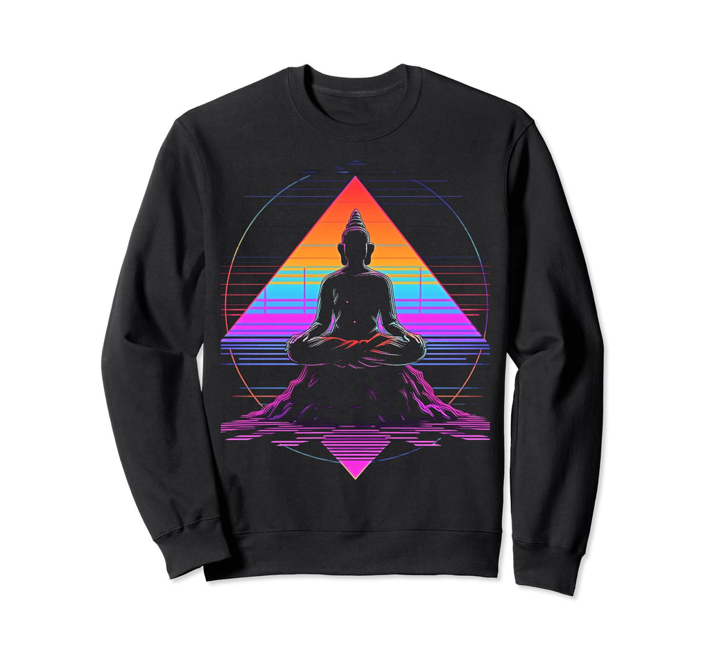 Synthwave Buddha Cyberpunk 80S Sweatshirt - Streetwear Style for Adults - T-Shirt, Sweatshirt, Hoodie