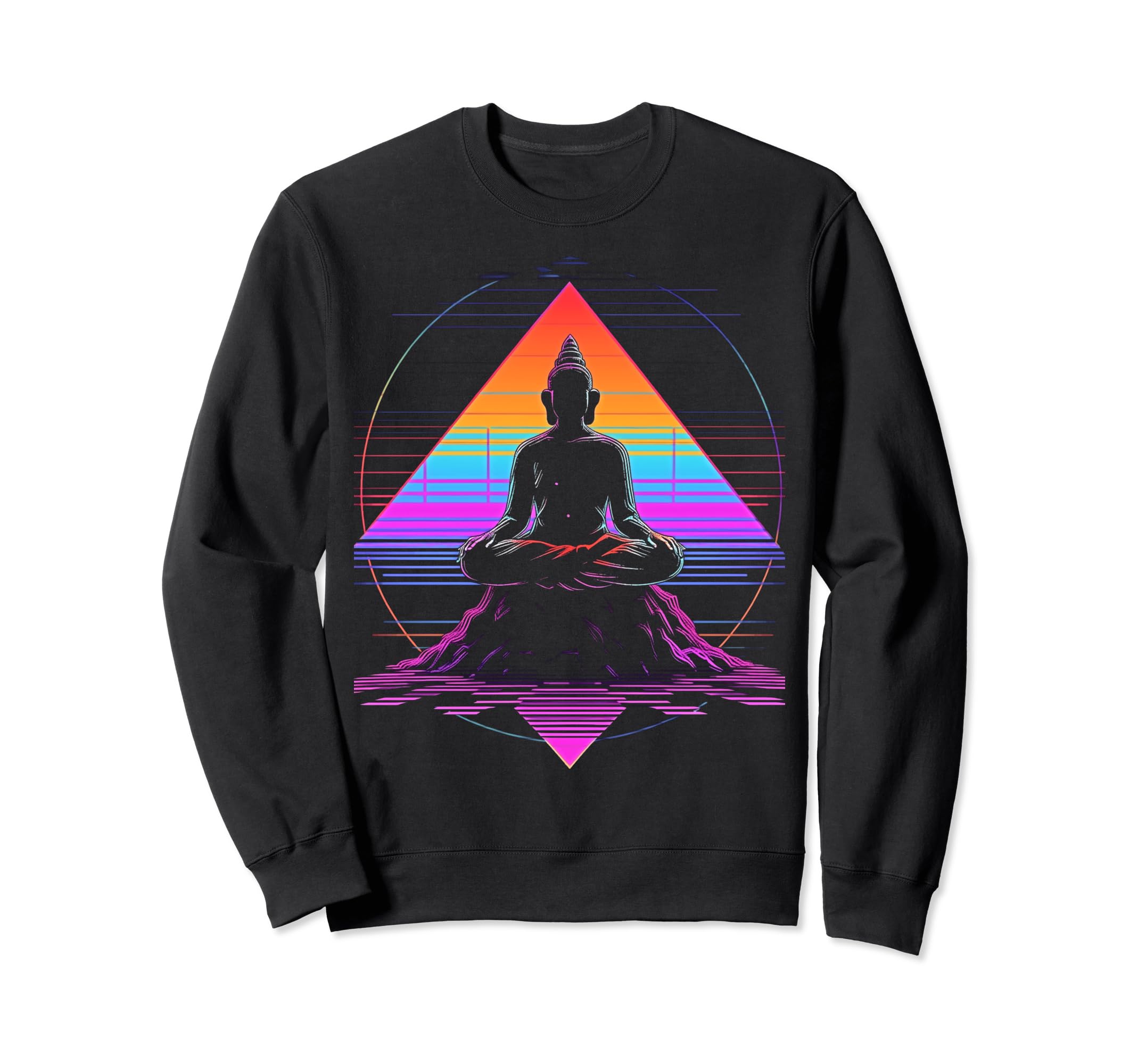 Synthwave Buddha Cyberpunk 80S Sweatshirt - Streetwear Style for Adults - T-Shirt, Sweatshirt, Hoodie