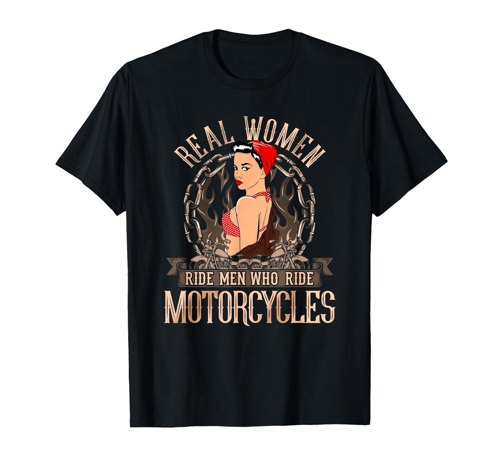 Real Ride Motorcycles Biker Babe Pin Up T-Shirt - Minimalist Print Unisex - T-Shirt, Sweatshirt, Hoodie