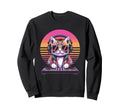 Synthwave Dj Cat Headphones Sweatshirt - Casual Everyday Wear Unisex - T-Shirt, Sweatshirt, Hoodie