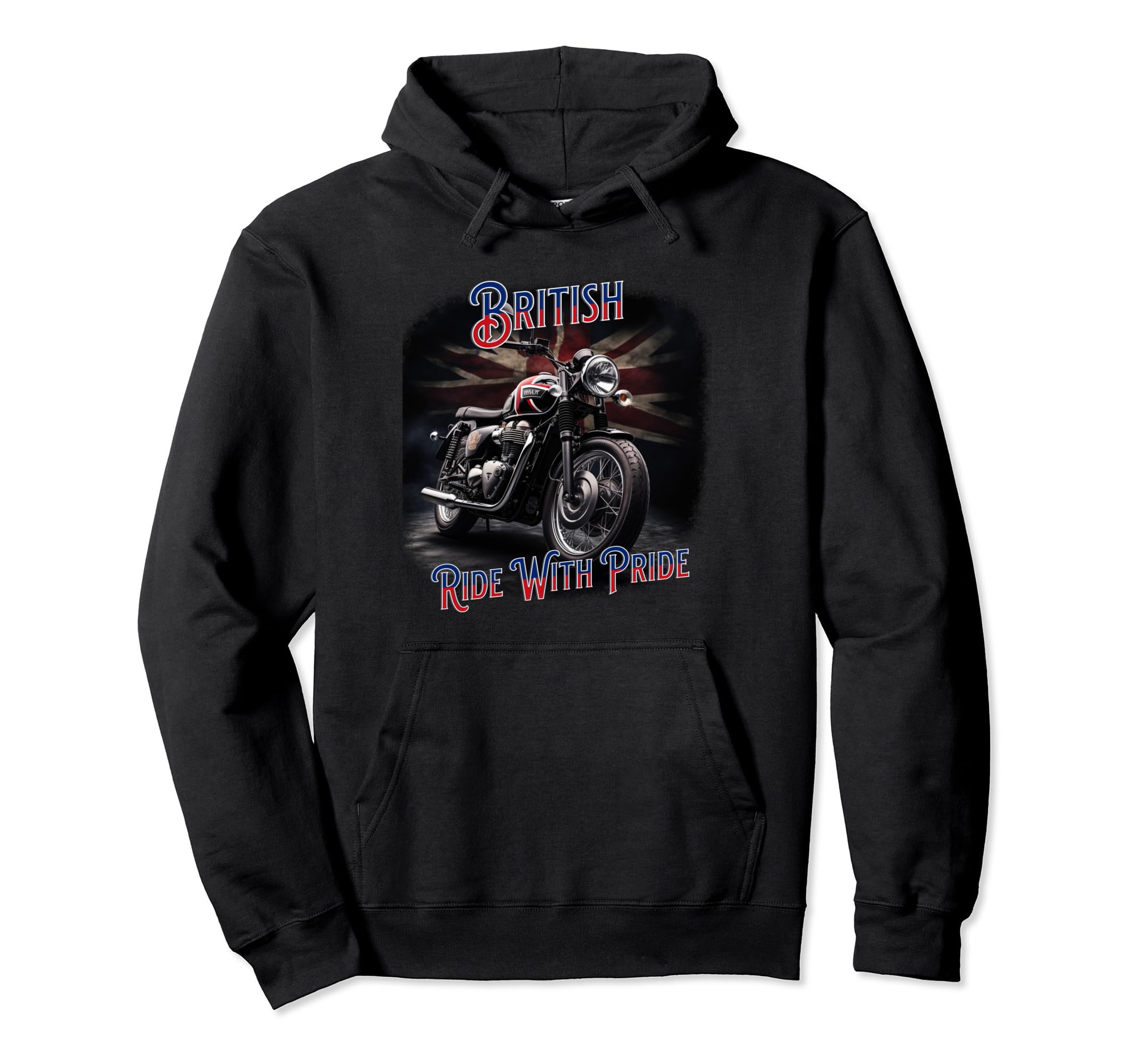 British Ride Pride Motorcycle Biker Hoodie - Graphic Print Men Women - T-Shirt, Sweatshirt, Hoodie