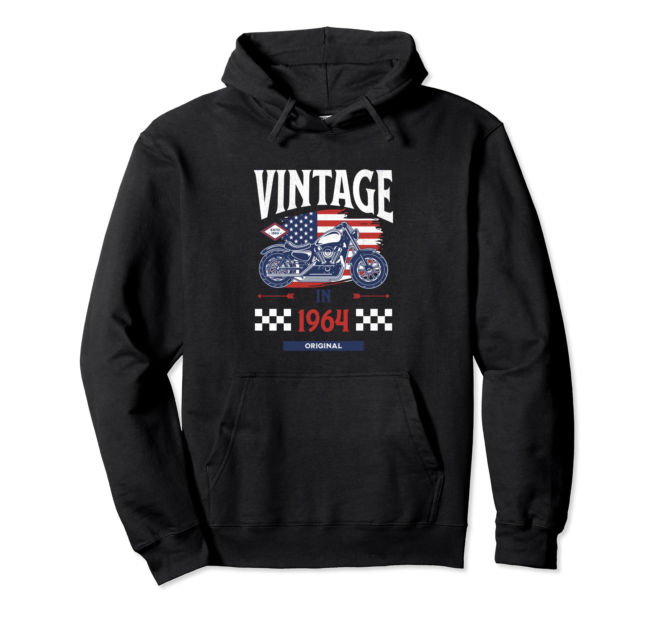 1964 60Th Birthday Motorcycle Hoodie - Fun Novelty Design for Adults - T-Shirt, Sweatshirt, Hoodie