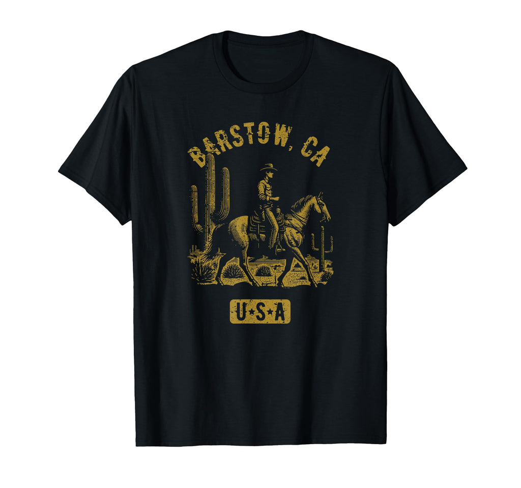 Barstow Ca Usa Cowboy Horse Distressed T-Shirt - Custom Art Print Men Women - T-Shirt, Sweatshirt, Hoodie