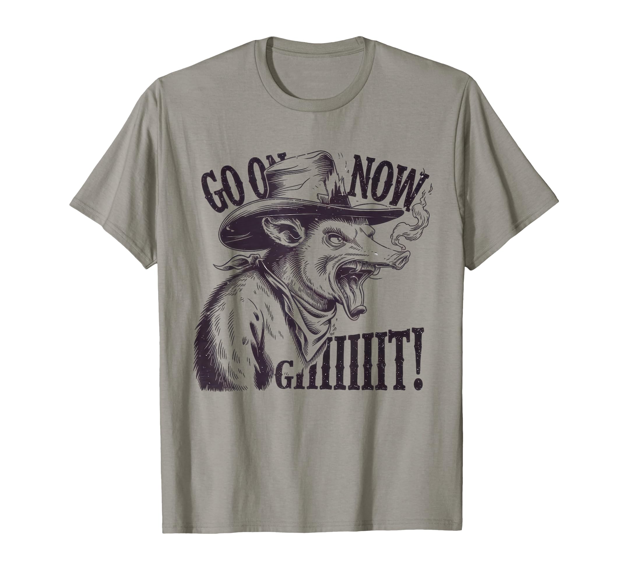 Go Now Git Cowboy Opossum Country Western T-Shirt - Custom Art Print Unisex - T-Shirt, Sweatshirt, Hoodie