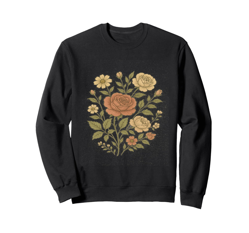 Rose Cascade Floral Art Elegant Sweatshirt - Unique Graphic Unisex - T-Shirt, Sweatshirt, Hoodie
