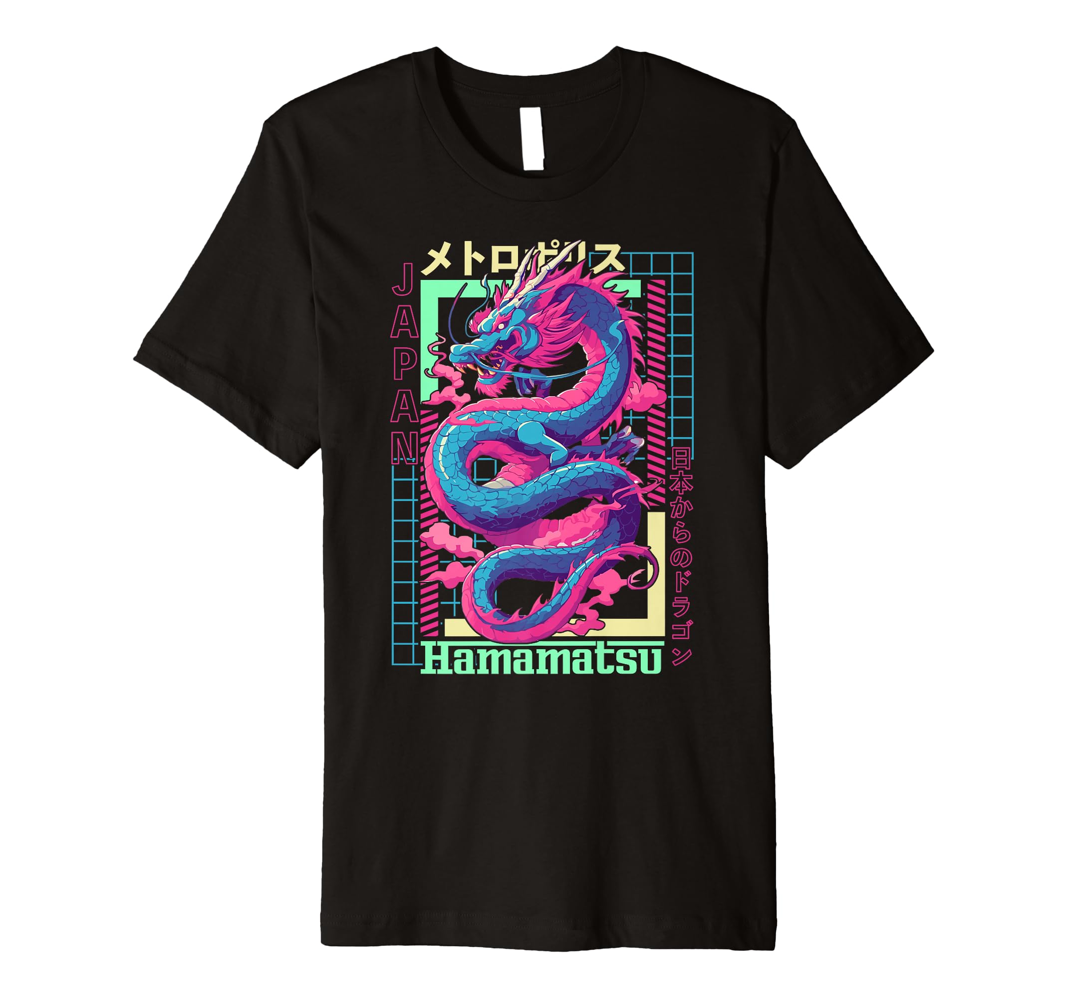 Hamamatsu City Synthwave 80S Dragon Asian T-Shirt - Trendy Graphic Unisex - T-Shirt, Sweatshirt, Hoodie