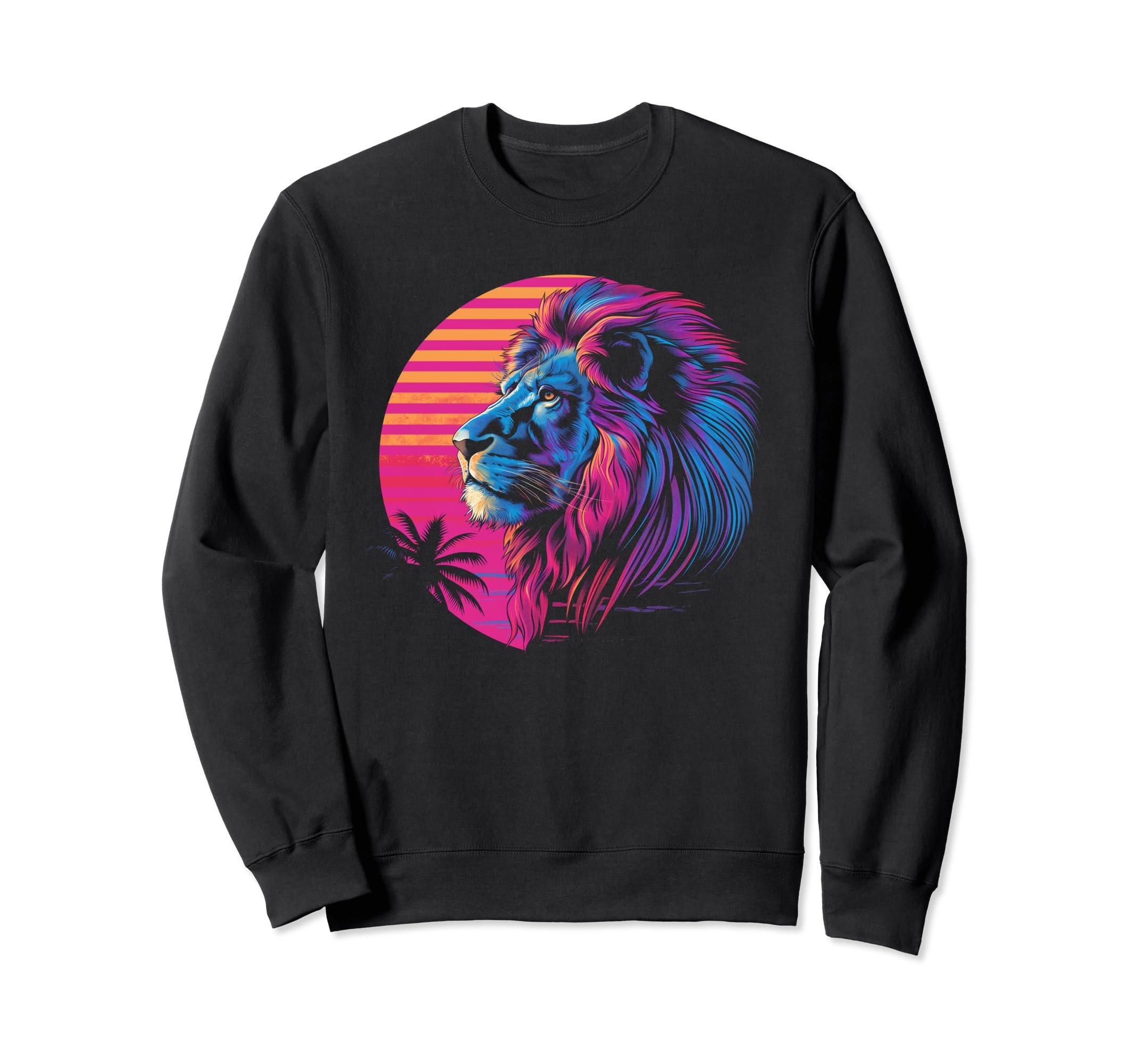 Lion Vaporwave Aesthetic Synthwave 80S Sweatshirt - Novelty Apparel Unisex - T-Shirt, Sweatshirt, Hoodie
