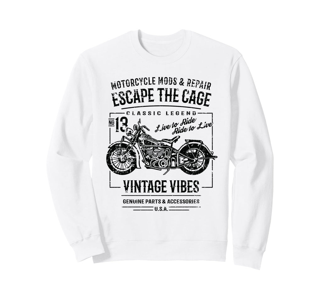 Motorcycle Distressed Sweatshirt - Casual Everyday Wear Men Women - T-Shirt, Sweatshirt, Hoodie