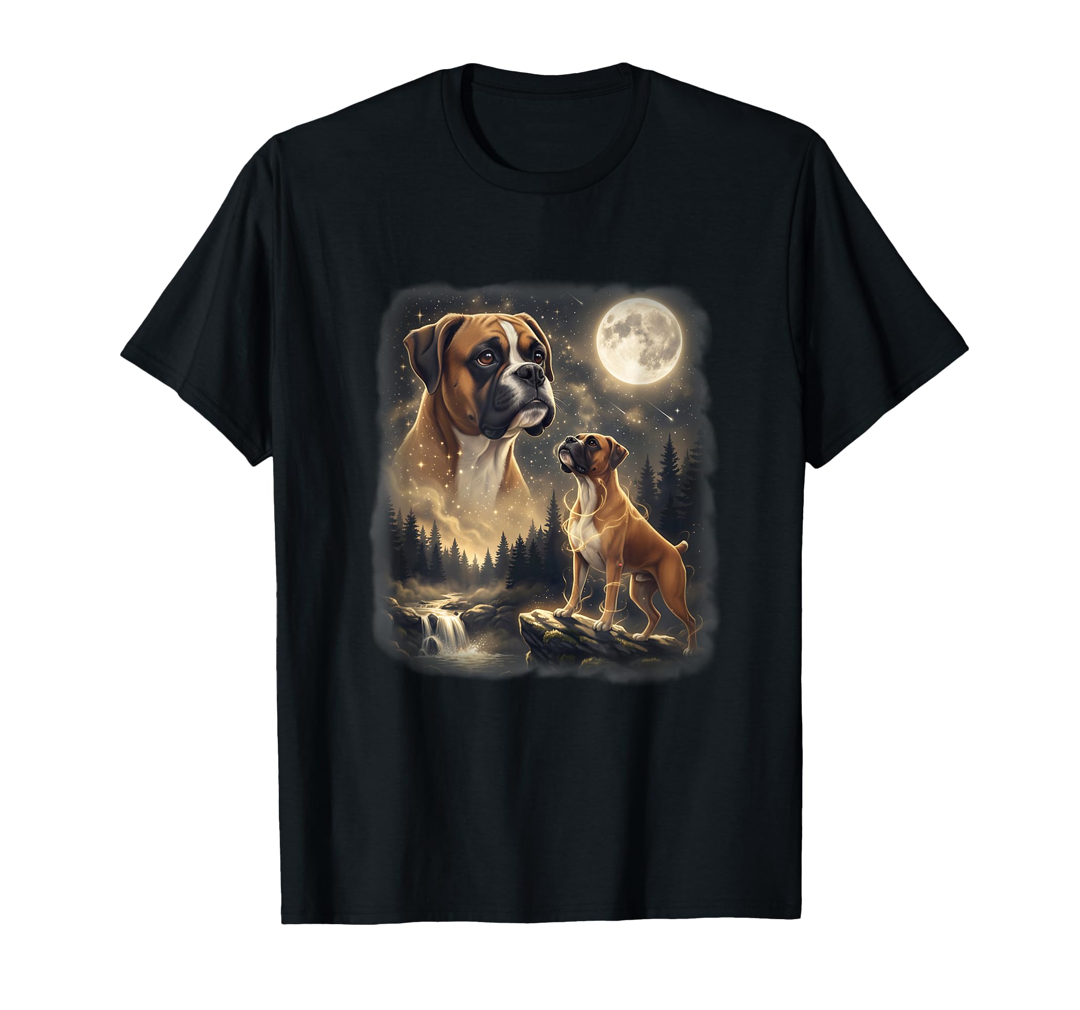 Boxer Dog Howling To Moon 90S T-Shirt - Minimalist Print Men Women - T-Shirt, Sweatshirt, Hoodie