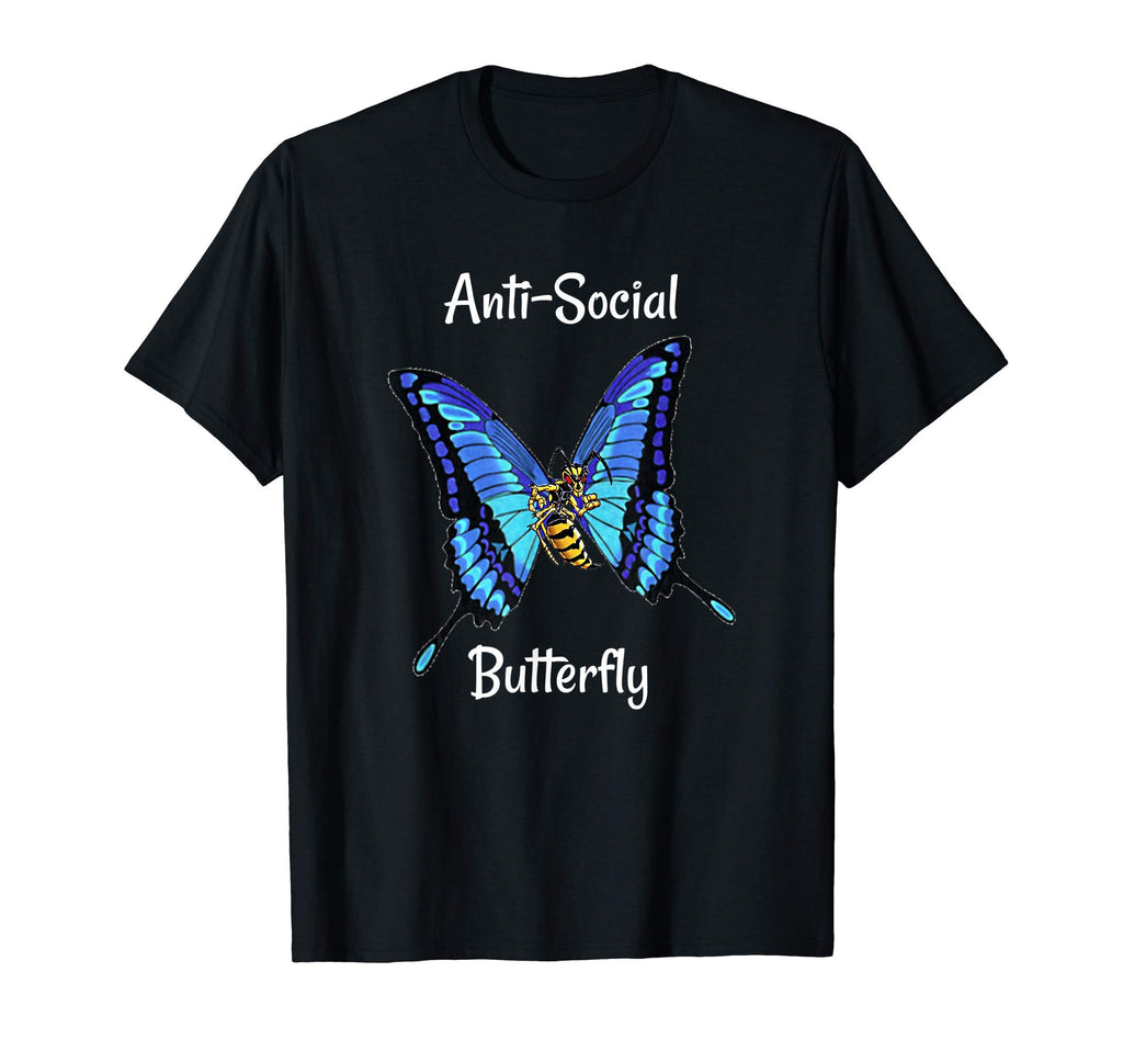 Anti Social Butterfly T-Shirt - Minimalist Print Men Women - T-Shirt, Sweatshirt, Hoodie