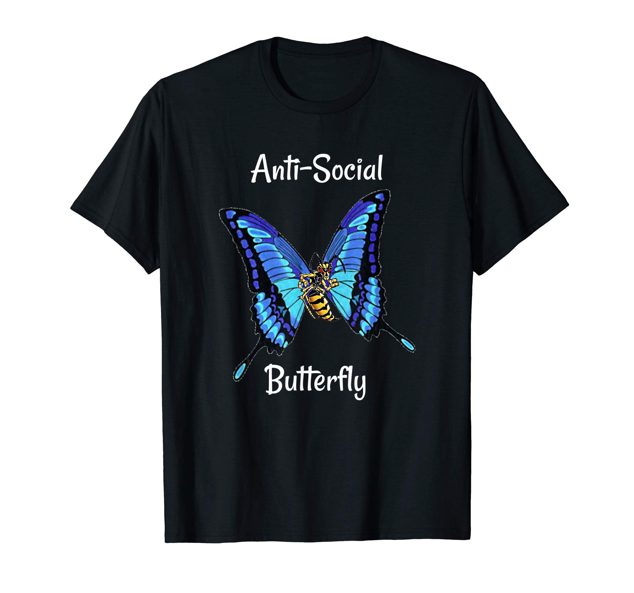 Anti Social Butterfly T-Shirt - Minimalist Print Men Women - T-Shirt, Sweatshirt, Hoodie