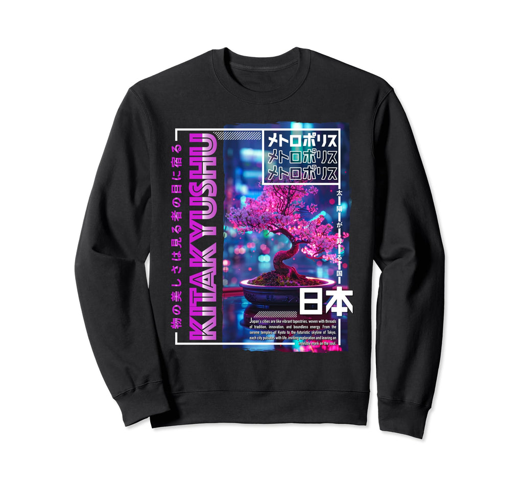 Kitakyushu City 80S Synthwave Sweatshirt - Streetwear Style Men Women - T-Shirt, Sweatshirt, Hoodie