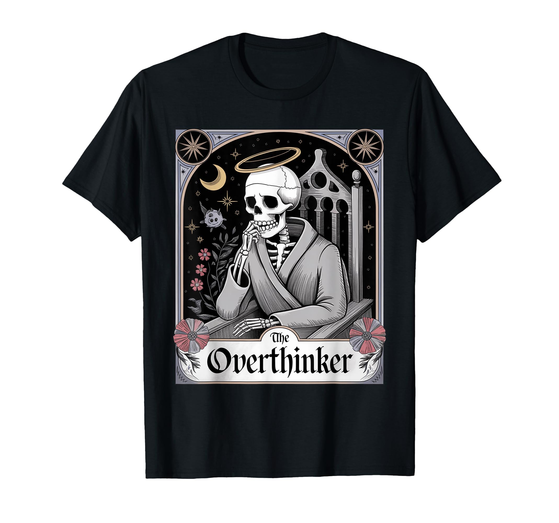 Overthinker Gothic Skeleton Art T-Shirt - Novelty Apparel Unisex - T-Shirt, Sweatshirt, Hoodie